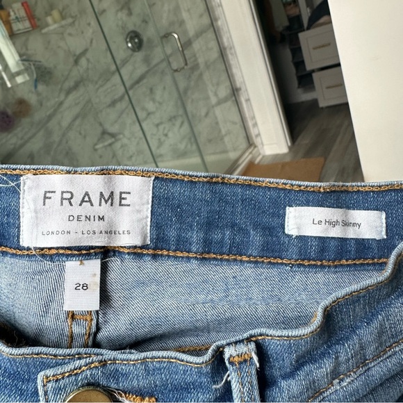 Frame Denim Le High Skinny Jeans Womens 28 Boho Western Raw Hem High Rise - Picture 3 of 5